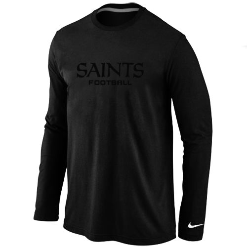 Nike New Orleans Saints Authentic Font Long Sleeve NFL T-Shirt - Black